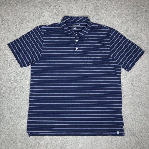 Peter Millar Other - Peter Millar Mens Seaside Wash Pocket Polo Shirt Size XL Blue Striped MS19K72P